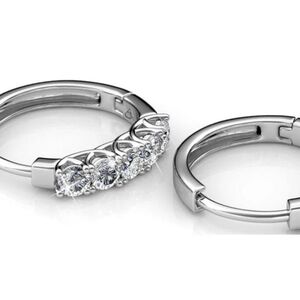 Cate & Chloe Bethany 18k White Gold Plated 15mm Hoop Earrings with Swarovski Cry